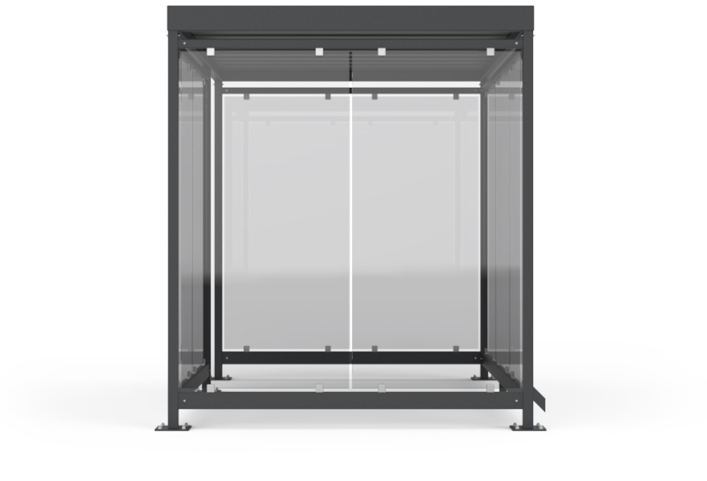Smoking shelter Inurbia Eco-Line R7 front view